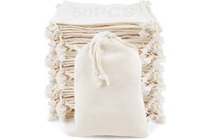 RUBY - Lot de 48 sacs en coton avec cordon réglable 9 x 11cm, sac cadeau, sacs en tissu pour travaux manuels, sac en tissu pour matériel de peinture, sac d'anniversaire Talla M