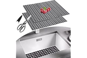 E-GREETSHOPPING 2er-Set Schutzmatte für Küche und Bad, PVC Spülbeckenmatte Zuschneidbare Abtropfmatte,Kann Angepasst Spülbeckenmatte,Edelstahl Keramische Spülbecken Schutzmatte,Gegen Kratzer im Spülbecken,30 x 40 cm