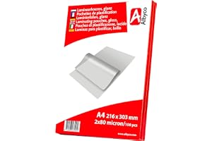 AlbycoAMLSA480100 Lamineringsfolie, Genomskinlig, A4 x 100 stycken | Albyco Plastpåsar - lamineringspåse A4 (216 x 303 mm) - Ep. 2x80 (160) µm, glans - förpackning med 100 stycken