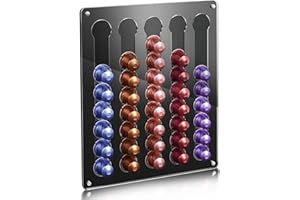 MOLEDINO Rangement Capsule de Café pour Nespresso Original 40 Dosettes, Acrylique Porte Support Distributeur Capsule Adhésif Aimanté pour Placard de Cuisine Réfrigérateur Mur (Transparent+Noir)