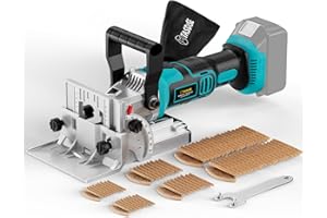 TASDISE Fraiseuse à lamelles Compatible Avec Batterie Makita 18V, 11000 Tr/Min, Réglage de Profondeur 6 Niveaux, Coupe 0-90°, Lamelleuse Avec Sac à Poussière Pour le Travail du Bois (Sans Batterie)