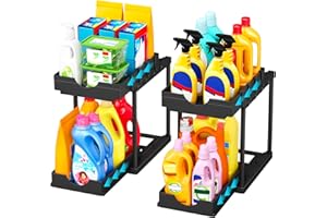 TidyTrove Paquete de 2 organizadores deslizantes para Debajo del Fregadero, Organizador Deslizante de 2 Niveles, Estante de Almacenamiento Debajo del Fregadero, Organizador de Armario extraíble para