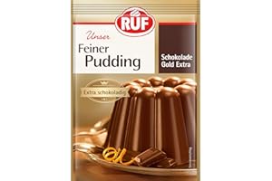 RUF Feiner Pudding Schokolade mit herzhaftem Kakao Aroma, extra schokoladig, glutenfrei und vegan, nur mit Milch und Zucker aufkochen, 3x46g