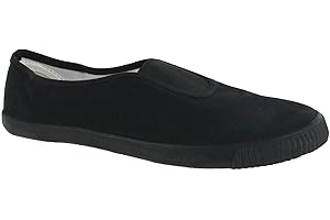 DIRECT COLLECTION Direct Schoolwear Unisex Slip On School Plimsolls - Black and White (Style No. 7231)