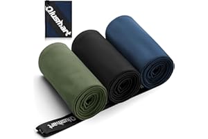 QIUSMART Mikrofaser Handtuch 3er Set (50*100cm): Schnelltrocknend & Kompakte Microfaser Sporthandtuch, für Reisehandtuch, Badetuch, Fitness, Strandtuch und Sport Handtücher (Marineblau + Schwarz + Armeegrün)