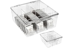 duisoad Porta Tisane Bustine con Coperchio Scatola da tè Tisane in Plastica Trasparente per Piani di Lavoro, Mobili da Cucina, Cucine, Bustine di tè, caffè