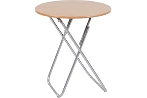 LA BOLATA The Secret Home - Mesa Redonda Plegable - 70x70x60cm - Mesa Auxiliar Alta - Fabricada en Haya Vaporizada - Ideal para Estudio, Cocina o Terraza - Color Marrón