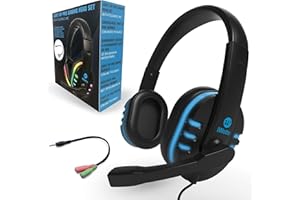 W IWOTTO Cascos Gaming iWotto, Auriculares Gaming De Diadema Cancelación Ruido, Auriculares con Micrófono Flexible, Orejeras Cómodas Iluminación RGB para PS4 Xbox One PC Tablet