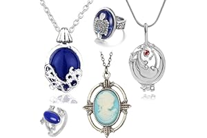 YOUU UoYu The Vampire Diaries Lot de 25 colliers avec pendentif en forme de tête de Salvatore Damon Stefan et bague de famille, Zinc, Pas de gemme