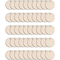 Dischi di Legno Rotondi Con Foro, 50 Pezzi Naturali per Decorazioni Rustiche, Matrimoni, Fai da Te, Calendario, Conto Alla Rovescia (4 cm