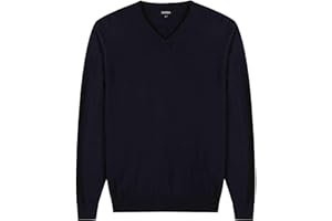 Krumba Herren Baumwolle Übergroß V-Ausschnitt Klassik Pullover