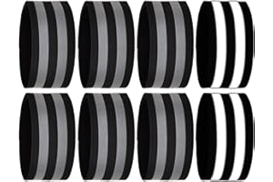 Donluhu Klamry do spodni rowerowych [zestaw 8 szt., 40 x 5 cm], czarne, z odblaskowymi taśmami, taśma odblaskowa do biegania, wędrówek na świeżym powietrzu