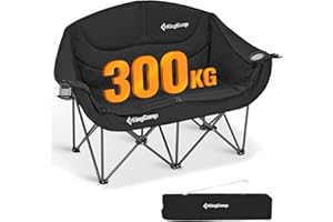 KingCamp Chaise de Camping Pliante pour 2 Personnes, Charge Max 300 kg, Chaise Pliante Camping Rembourrée Dossier Haut, Fauteuil de Canapé Pliable 2 Places & 3 Places Confortable, pour Plage Jardin