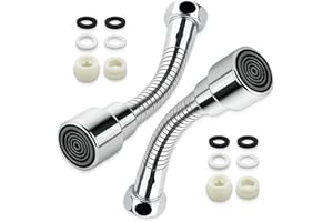 ICYOWLS 2 pezzi Prolunga rubinetto 14 cm, acciaio inossidabile, 360° girevole, raccordo filettato 22 mm, montaggio semplice, per cucina, bagno, lavabo