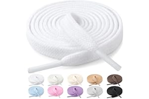 Stepace 2 Paires Lacets Plats Premium 100% Coton - Épaisseur 8 mm - Lacets Chaussures de Remplacement pour Baskets Sneakers