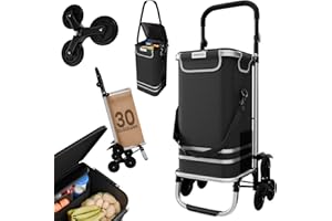 ‎24MOVE 24MOVE® Einkaufstrolley Alegre klappbar mit 55L inkl. Kühlfach, Faltbarer 3in1 Trolley - Sackkarre und Tasche, bis 30kg belastbar, schwarz