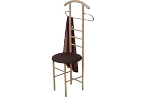 iovivo Herrendiener aus Stahlrohr mit rundem Sitz, 53x47x118 cm beige/braun