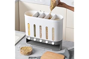 MINRS Dispenser per cereali 5 in 1, 40 x 15 x 34 cm, montaggio a parete, per riso nero, riso giallo, fagioli rossi e altri piccoli cereali