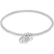 Annie Haak Santeenie 925 Sterling Silver Bracelet, My Guardian Angel Charm, Stretch fit, Gift for Women/Friend, Spiritual, Friendship, Memorial, Handmade in the UK, Size 17cm circumference