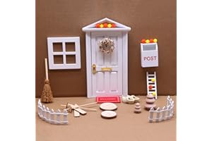 Nabeta Deco HolzWichteltür Weihnachtsdekoration Komplettset Mini Holz Elfen Tür Weiß Puppe Haus Möbel Dekoration Zubehör Tür Öffbar