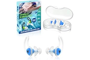 Hearprotek Tapones para los oídos para natación, 2 pares silicona impermeable y reutilizable aqua tapones oidos para adultos para piscina, baño, la ducha, nadar (Azul)