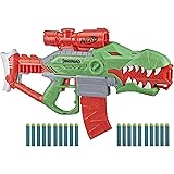 Nerf DinoSquad Rex-Rampage Motorized Dart Blaster, 10-Dart Clip, 20 Official Darts, 10-Dart Storage- T-Rex Dinosaur Design - 