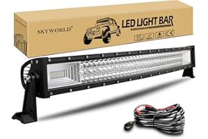‎SKYWORLD SKYWORLD LED Arbeitsscheinwerfer Bar, 32 Zoll 81cm 40500LM Gebogen Scheinwerfer Flutlicht Combo Offroad Beleuchtung mit Kabelbaumsatz für 4x4 SUV ATV UTV Auto Traktor Bagger LKW KFZ weiß 12V 24V