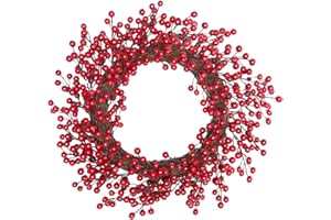 OHS Christmas Wreath Red Berries, Door Wreaths Outdoor All Year Home Accessories Indoor Decorative Seasonal Autumn Wreath Dining Room Living Room, 50cm x 50cm