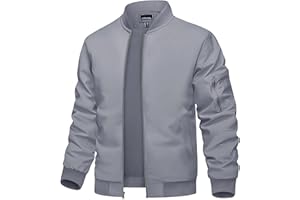 TACVASEN Herren Bomberjacke Sommer Blouson Jacke Übergangsjacke Leichte Fliegerjacken Freizeit mit Taschen