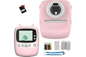 SENDI Aparat cyfrowy dla dzieci, 1080p, 2,4 cala, z kartą 32 GB, aparat natychmiastowy z kolorowymi pisakami, prezent dla 3, 4, 5, 6, 8, 7, 9 lat, dla chłopców i dziewczynek, różowy