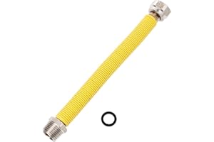 HYDROBIL Yellow Gas Hose for BBQ, Hob, Oven and More, 1/2" BSP Female x 1/2" BSP Male Threads, 200mm - 400mm BBQ Gas Pipe for Cooker, I, II, and III Gas Famillies, Acid Resistant BBQ Gas Pipe Hose