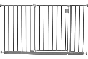 Safetots Cancelletto Extra Largo per Corridoio, 122cm - 128cm, Grigio, Cancelletto a Pressione per Bambini, Barriera di Sicurezza per Corridoi e Spazi Ampi, Installazione Facile