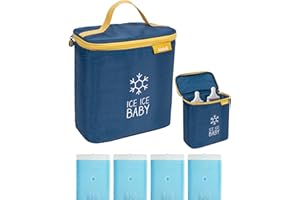 Koo-Di Ice Ice Baby Thermal Cooler, Insulated Baby Bottle Bag, Includes 4 Aeroplane-Friendly Cooler Packs, Travel Bottle Bag, Keeps Food and Drink Cool