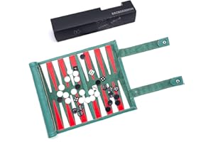 TOURKING Rollable Backgammon Board Game, Microfiber Portable Chess Set, Roll-Up Tactical Travel Backgammon for Kids Adults Family Party - 2 Players (Green)