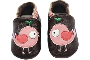 Henagehde Chaussons Cuir Souple Bébé Fille Garçon Chaussure Antidérapantes Premiers Pas Chaussons Dessin animé Chaussons Enfants Pantoufles Pré-Marcheurs 0-2 Ans