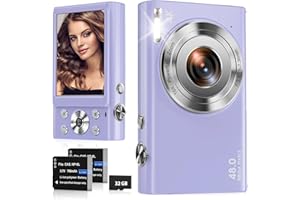 STUOGYUM Cámara digital, cámara compacta de enfoque automático 4K con tarjeta SD de 32 G HD 48 MP con pantalla grande de 2.8 pulgadas, zoom digital de 16X, mini cámara portátil para fotografía, cámara de