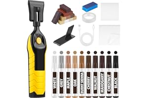 POFIBO Laminat Reparaturset - Vinylboden Reparaturset mit 11 Farben Hartwachs, 10 Holzmarker und USB Aufladbar Schmelzwerkzeug PVC Vinyl Holz Möbel Parkett Reparaturset für Kratzern, Rissen, Löchern