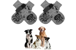 HJKIOPC Hundesocken Indoor Anti-Rutsch Socken für Hunde und Katzen 2 Paar doppelseitige rutschfeste Verstellbare Hundesocken Pfotenschutz Haftsocken für Drinnen Warme Indoor-Hundesocken für Hunde (Grau, S)