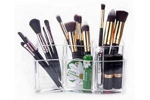 Czemo Pinselhalter Kosmetik Acrylic Organizer Aufbewahrung Schminke, 6 Fächern Make up Organizer für Eyeliners Lippenstift Wimperntusche, Schminktisch Organizer Pinsel Bad Organizer Zubehör