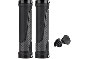 BeiLan 2 Pièces de Poignée de Guidons pour Vélo VTT Double Verrouillage Poignée Caoutchouc Cycliste (Gris)