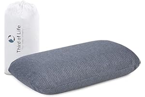 Third of Life Almohada de Viaje Volar Quickdry | Almohada Pequeña Ergonómica Viscoelástica | Funda Gris con Termorregulación y Secado Rápido | Cojín pequeño Tren, avión y Coche | Almohada Camping