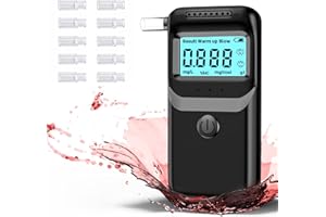 ZUKQVRIVELIG Breathalyser, Portable Breathalyzer, Alcohol Breathalyze with 10 Mouthpieces, Professional-Grade Accuracy Breathalyzers with LCD Display Digital Fast Professional Breatherlisers UK - Black