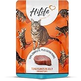 HiLife Adult Wet Cat Food, Tuna Flakes in Jelly, Complete Cat Food Pouches, 100% Natural & Grain Free (18 x 70g Pouches)