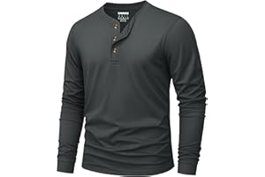 KEFITEVD Henley Shirt Herren Langarm Tshirt Baumwolle Basic Langarm Shirts für Herren Pullover mit Knopfleiste