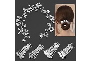 TSLBW 30 pcs Crystal Flower Hair Pin and 1 Pearl Crystal Headband Bridal Flower Crystal Rhinestone U Shaped Hair Pins Wedding Hair Accessories Pearl Flower Hairpins Accessory Everyday Wear Women Girls