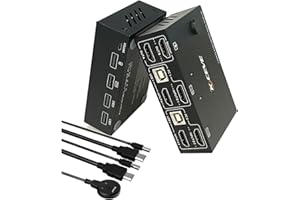 NAWEN KVM Umschalter 2 Monitore 2 Computer, Dual Monitor HDMI USB 2.0 Switch 4K @ 30Hz, Monitor Maus Tastatur HDMI Switcher für Laptop, PC, PS4, Xbox, Kann Mit Externe Schaltertaste