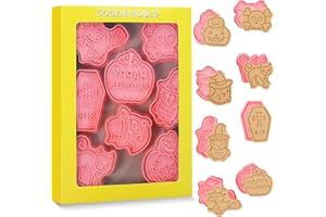 VESZOEN Moldes para Galletas de Halloween 8 Piezas 3D Moldes Galletas Cortadores de Galletas de Halloween Juego de Moldes de Galletas Molde Galletas de Plástico para Decoración Halloween Pastel, Fondant, Past