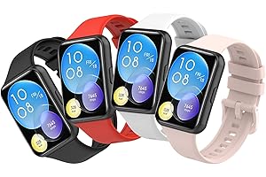 SenMore 4-pak wymiennych pasków kompatybilnych z Huawei Watch Fit silikonowa bransoletka, miękka, oddychająca sportowa opaska na nadgarstek, kolorowa opaska dla kobiet, mężczyzn, akcesoria do smartwatcha Huawei Watch FIT
