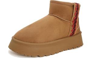 Jifenkla Stivali Invernali per Donna, Platform Boots Comode Mini-Stivaletti Neve Alla Caviglia, Stivali di Plateau Caldi Antiscivolo, Leggeri Outdoor Breve Boot Scarpe