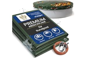 HAF Poolabdeckung Rund für Ø 300-320 cm - Winterfeste Abdeckplane zur Poolabdeckung im Sommer und Winter - Poolplane (Winterabdeckung) aus wasserdichtem PE mit 110 g/m²